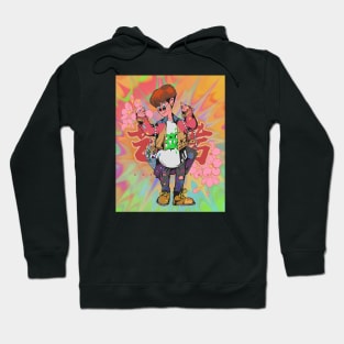 Dope asian artist boy passing through illustration Hoodie